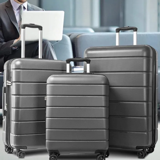 Silk & Salt 3pcs LuggaSet for Girls 20''/24''/28'' 3-in-1 Trolley Case Set with Spinner Wheels Portable Outdoor Hardside Carry on LuggaSet for Travel Plane Business Trips Back to School S9353^ Hard Side Luggage