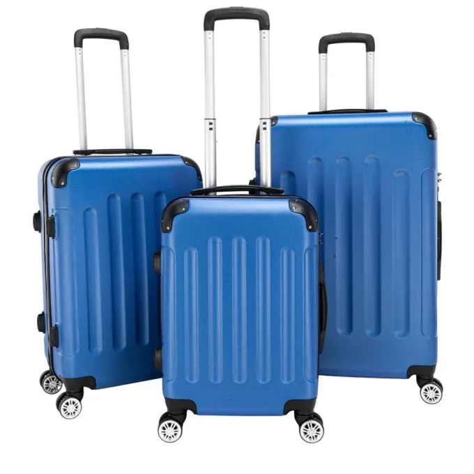 Silk & Salt Portable Luggage 3 Piece Set Suitcase ABS Trolley Case with Spinner Wheels Dark Blue^ Luggage Sets