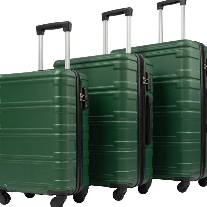 Silk & Salt ANYSUN Expandable 3 Piece LuggaSet with TSA Locks 20in 24in 28in Green^ Hard Side Luggage