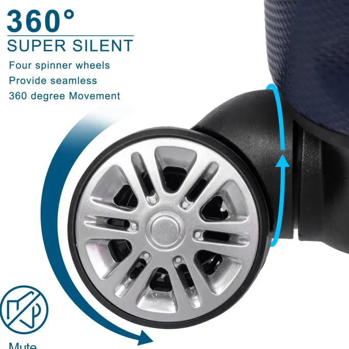 Silk & Salt GoDecor 3 Piece LuggaSets ABS Spinner Travel Suitcase with 4 Wheels Navy Blue^ Hard Side Luggage