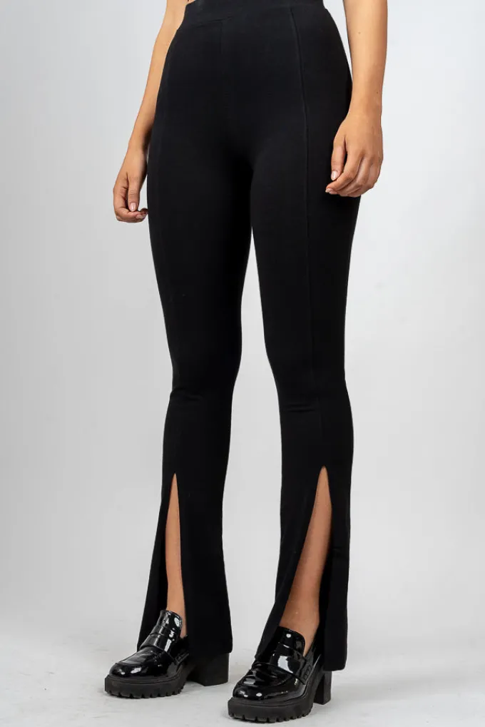 Silk & Salt split flared leggings - black^ Pants