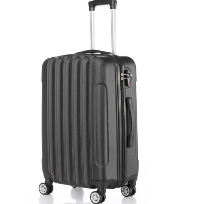 Silk & Salt VIK TECH 20 Checked Luggage Expandable Spinner Rolling Carry-on Black^ Hard Side Luggage