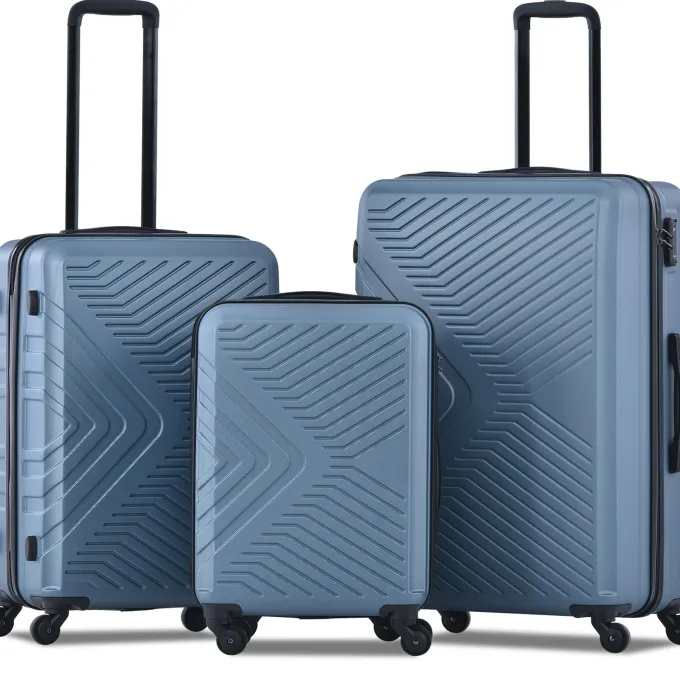 Silk & Salt uhomepro Blue LuggaSets 20 24 28 Expandable Suitcase with Wheels TSA Lock Carry on Luggage 3pcs^ Carry On Luggage