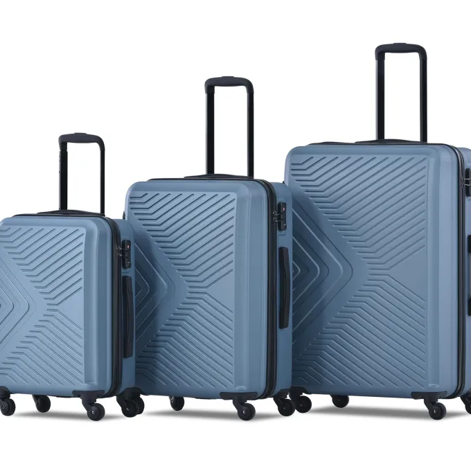 Silk & Salt uhomepro Blue LuggaSets 20 24 28 Expandable Suitcase with Wheels TSA Lock Carry on Luggage 3pcs^ Carry On Luggage