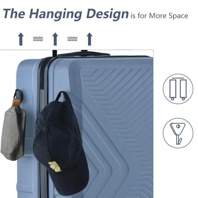 Silk & Salt uhomepro Blue LuggaSets 20 24 28 Expandable Suitcase with Wheels TSA Lock Carry on Luggage 3pcs^ Carry On Luggage