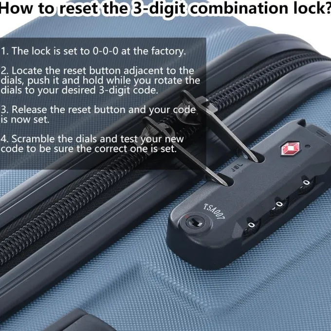 Silk & Salt uhomepro Blue LuggaSets 20 24 28 Expandable Suitcase with Wheels TSA Lock Carry on Luggage 3pcs^ Carry On Luggage