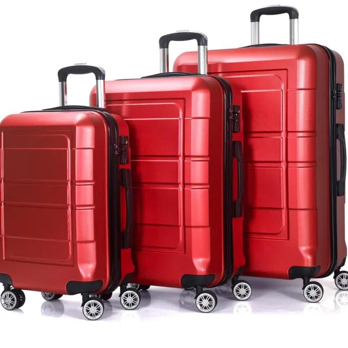 Silk & Salt Traveling Luggage 3pcs Hardside LuggaSet 20+24+28 with TSA Lock Red^ Checked Luggage