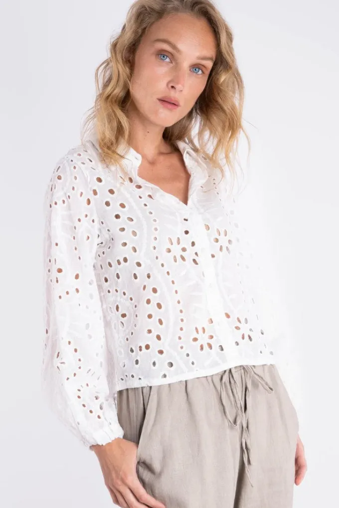 Silk & Salt ped anglaise blouse - white^ Tops