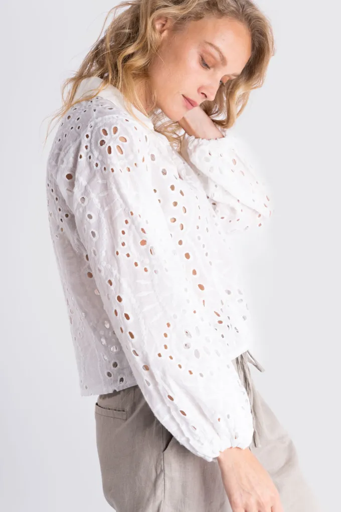 Silk & Salt ped anglaise blouse - white^ Tops