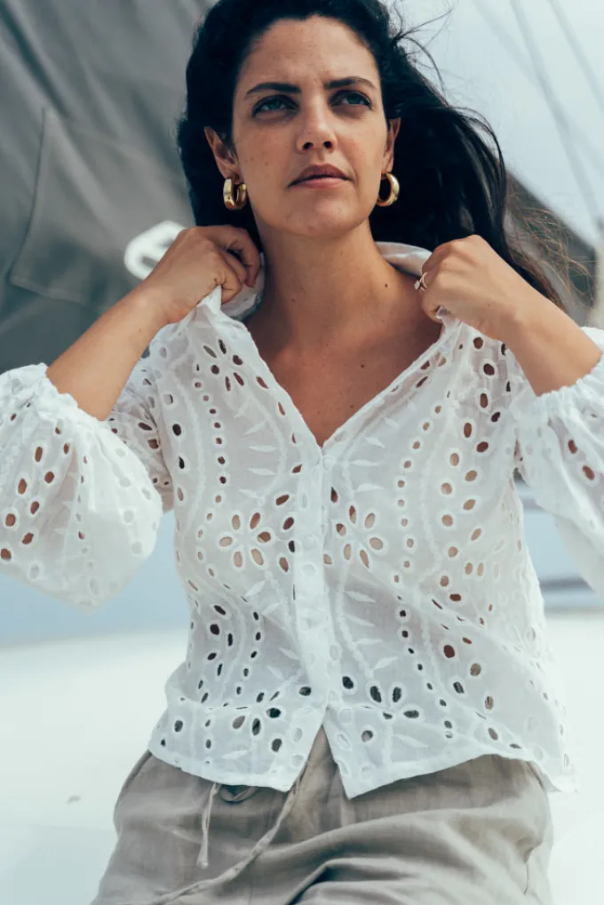 Silk & Salt ped anglaise blouse - white^ Tops