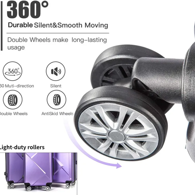 Silk & Salt 3 Piece LuggaSets with Hardside Expandable Spinner Wheel (20/24/28) Purple^ Hard Side Luggage