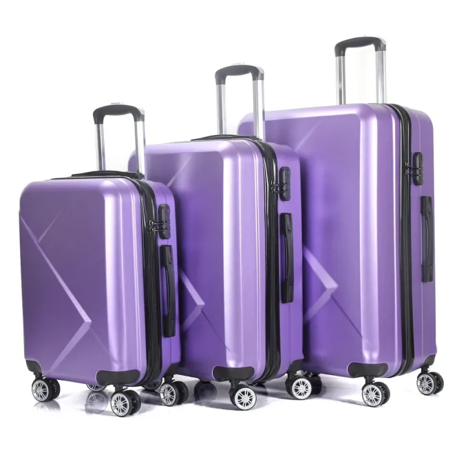 Silk & Salt 3 Piece LuggaSets with Hardside Expandable Spinner Wheel (20/24/28) Purple^ Hard Side Luggage