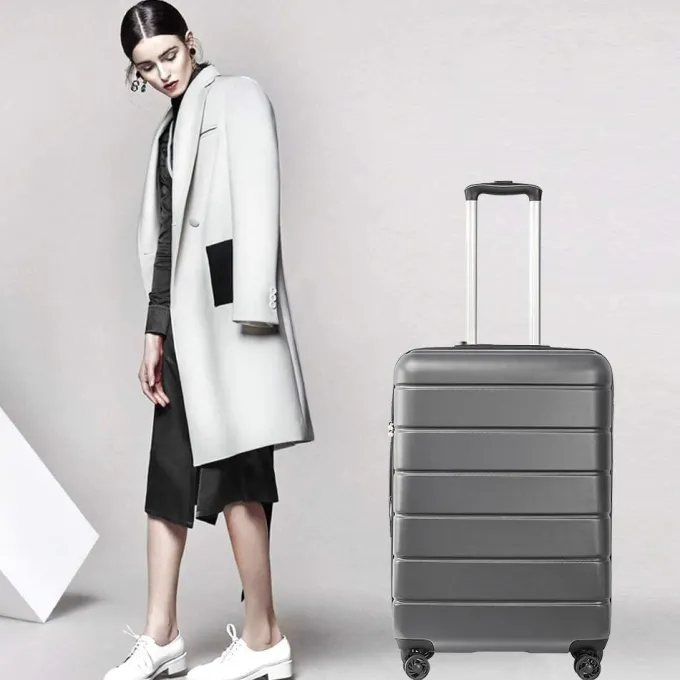 Silk & Salt Carry on LuggaSet 3pcs 20''/24''/28'' Fashion Lightweight Suitcase Travel Sets for Women 3-in-1 Portable Trolley Case with Telescoping Handle Outdoor Hardside LuggaSet S9351^ Luggage Sets