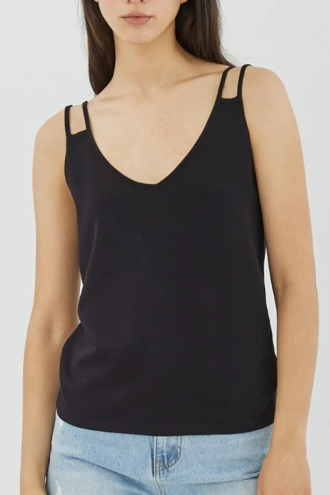 Silk & Salt palermo top - black^ Knitwear