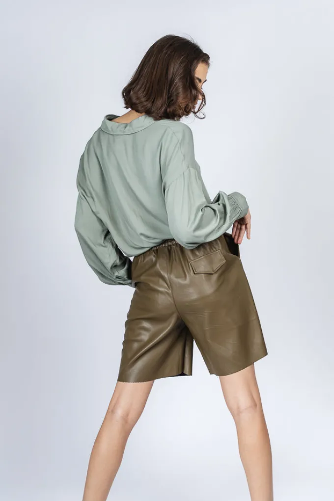 Silk & Salt arden vegan leather shorts - olive^ Pants