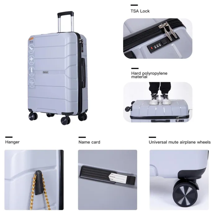Silk & Salt Lugga3 Piece Set Suitcase Spinner Hardshell Lightweight TSA Lock Durable Suitcase Sets with Double Spinner Wheels (20in/24in/28in) S9348^ Hard Side Luggage