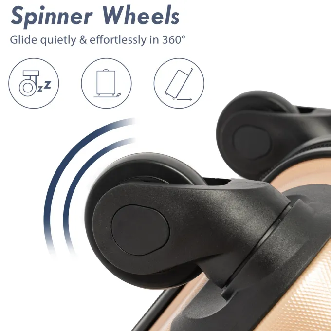 Silk & Salt Hommoo Expandable Hardside Luggawith TSA Lock 3-Piece Set (20 /24 /28) Gold^ Checked Luggage