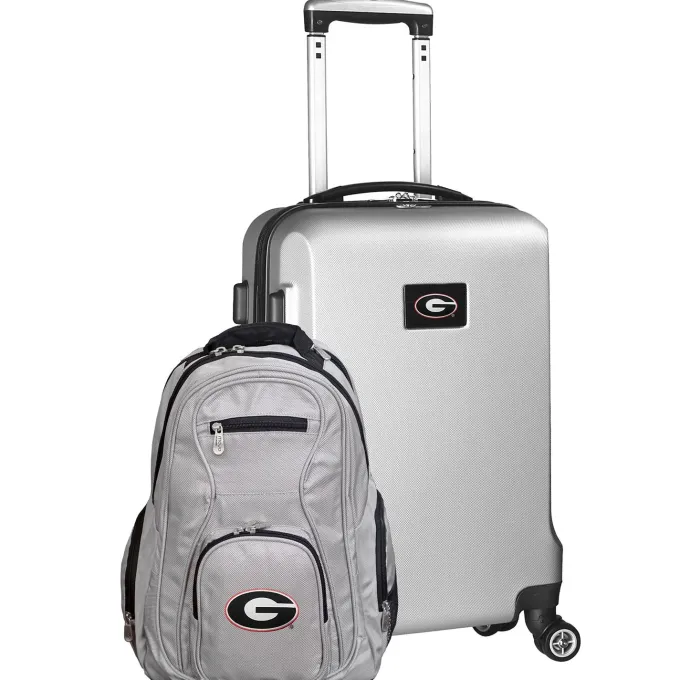 Silk & Salt Georgia Bulldogs Deluxe 2-Piece Backpack and Carry-On Set - Silver^ Luggage Sets