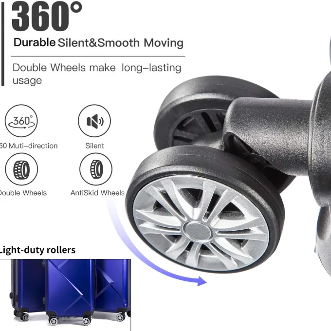 Silk & Salt AEDILYS 3 Pcs Hardside LuggaSets with TSA Locks and Durable Spinner Wheels Suitcase(20/24/28) Blue^ Luggage Sets