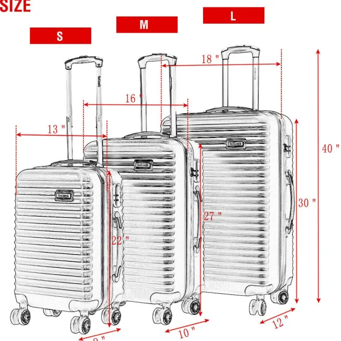 Silk & Salt Topcobe 3Pcs Traveling LuggaSet Portable LarCapacity LuggaBags for Travel Rolling Traveling StoraSuitcase with Wheels 20+24+28^ Hard Side Luggage|Luggage Sets