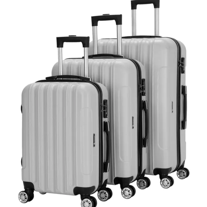 Silk & Salt Zimtown 3 Piece Nested Spinner Suitcase LuggaSet With TSA Lock Gray^ Carry On Luggage