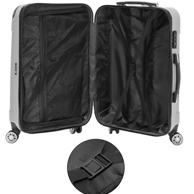 Silk & Salt Zimtown 3 Piece Nested Spinner Suitcase LuggaSet With TSA Lock Gray^ Carry On Luggage
