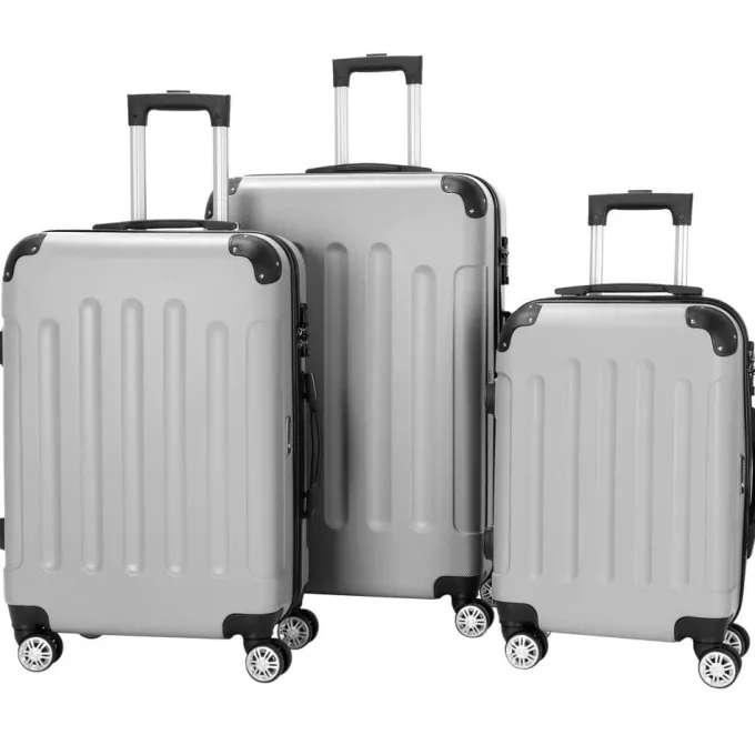 Silk & Salt Zimtown 3 Piece Nested Spinner Suitcase LuggaSet With TSA Lock Gray^ Carry On Luggage