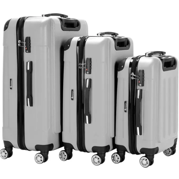 Silk & Salt Zimtown 3 Piece Nested Spinner Suitcase LuggaSet With TSA Lock Gray^ Carry On Luggage
