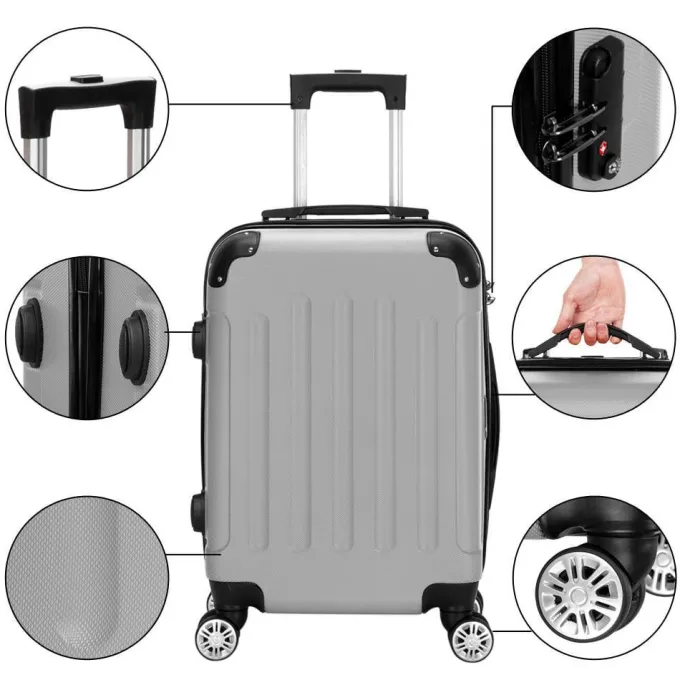Silk & Salt Zimtown 3 Piece Nested Spinner Suitcase LuggaSet With TSA Lock Gray^ Carry On Luggage
